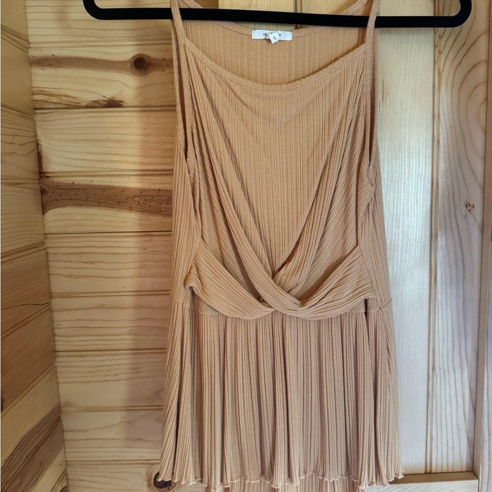 Yellow Pleated Sleeveless Dress